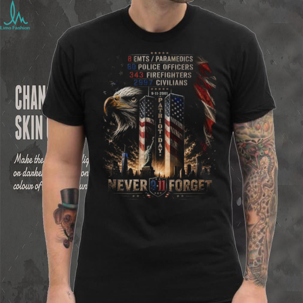Never Forget 9 11 Patriot Day American Eagle First Responders Shirt