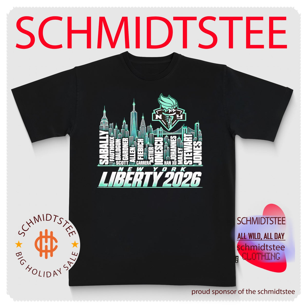 New York Liberty 2026 players name skyline shirt