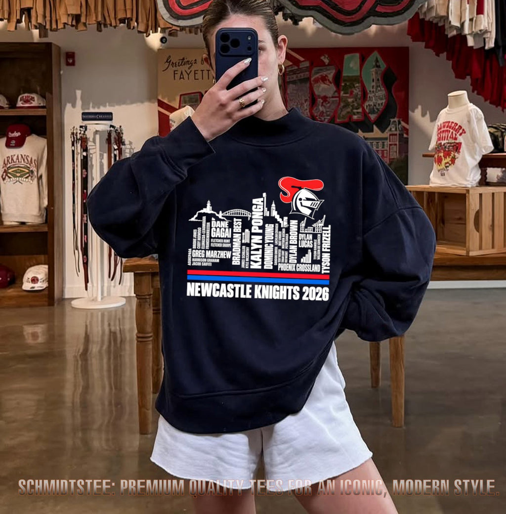 Newcastle Knights 2026 players name skyline shirt