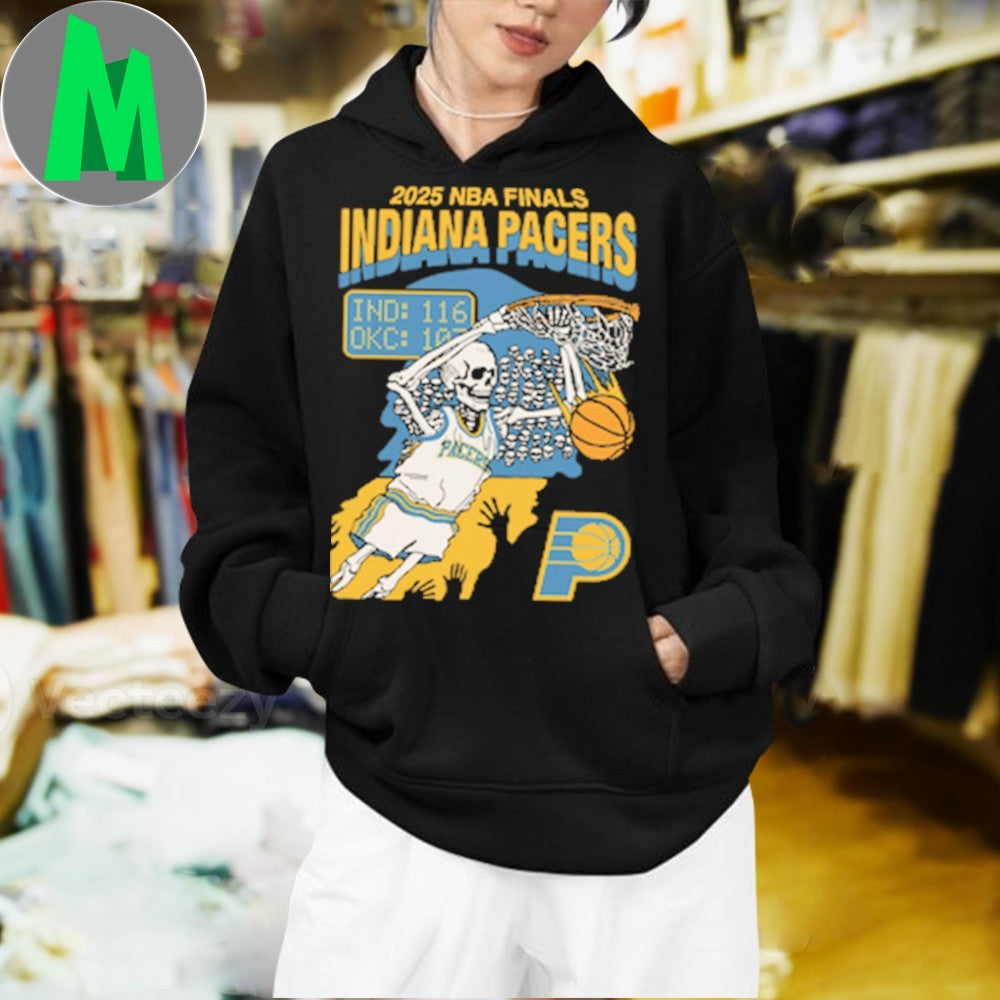 2025 NBA Finals Indiana Pacers Skeleton Basketball Graphic T-Shirt