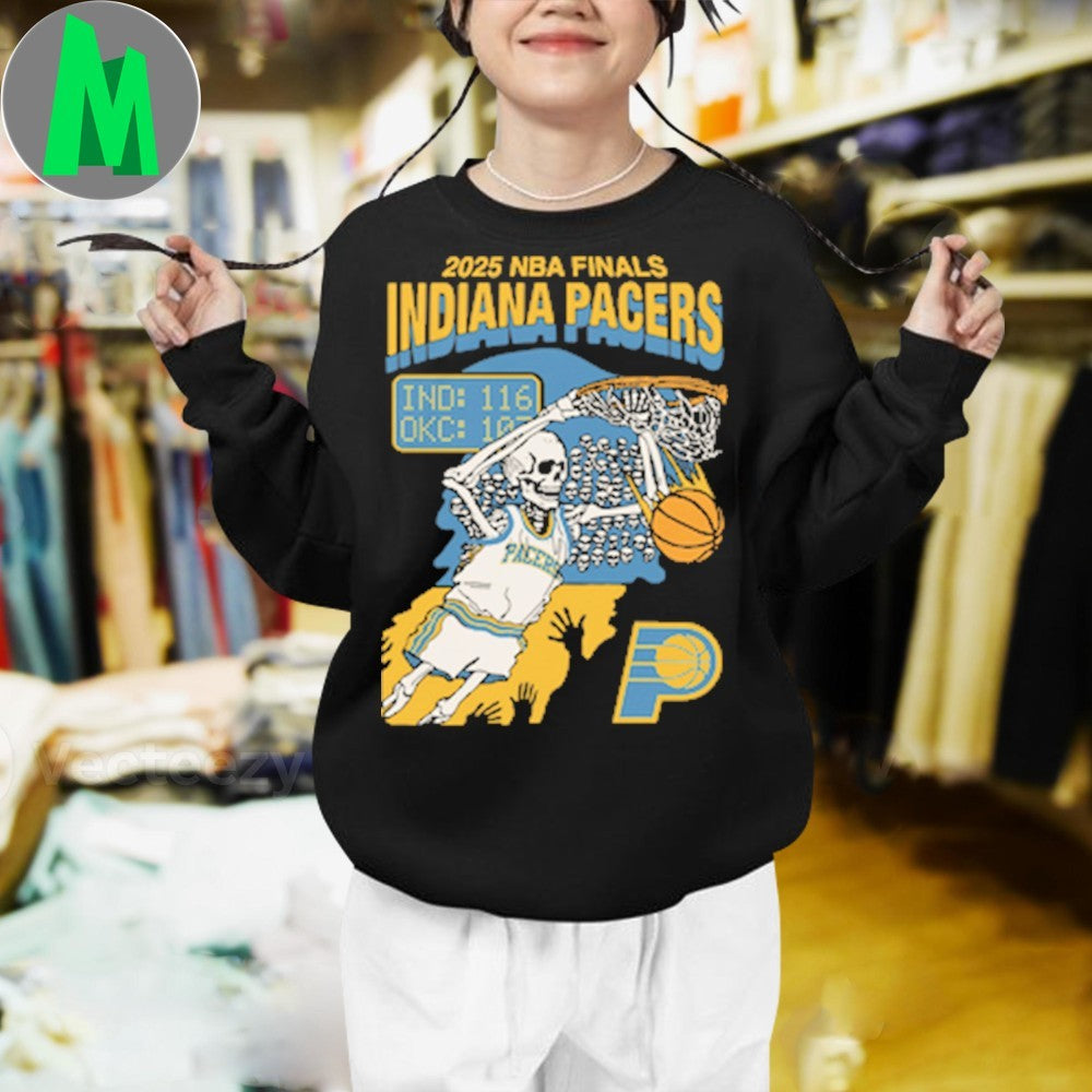 2025 NBA Finals Indiana Pacers Skeleton Basketball Graphic T-Shirt