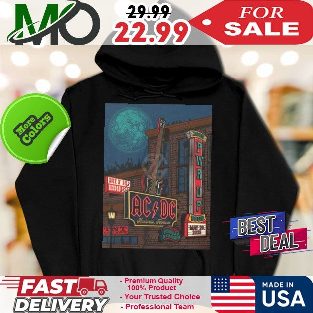 AC DC PWR Tour North American May 20 2025 Poster Event At The Dive Bar Pop Up And Nissan Stadium Nashville Tennessee Artwork By Status Serigraph Shirt