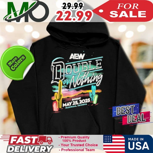 AEW Double or Nothing 2025 Official Comfort Colors Heavyweight Pro Wrestling Event Shirt