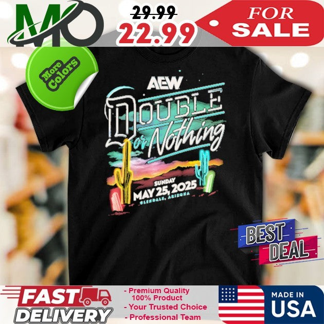AEW Double or Nothing 2025 Official Comfort Colors Heavyweight Pro Wrestling Event Shirt