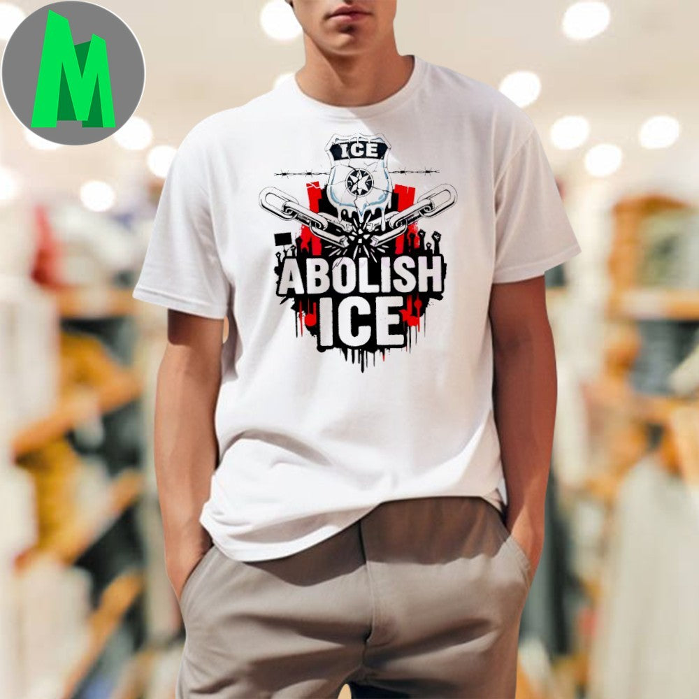 Abolish Ice Protest Graphic Badge Barbed Wire Art Shirt