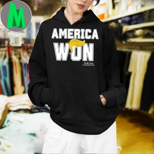 America Won Political Slogan T-Shirt US Flag Graphic Patriotic Tee