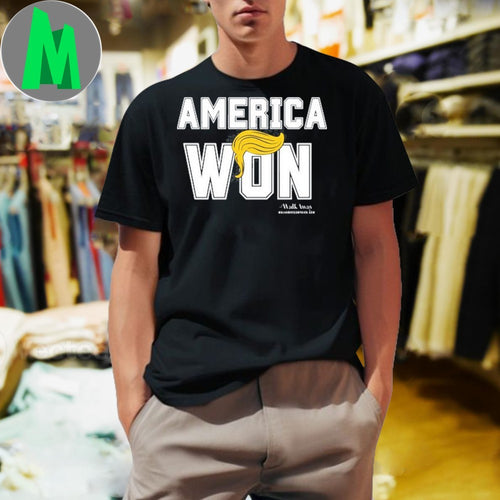 America Won Political Slogan T-Shirt US Flag Graphic Patriotic Tee