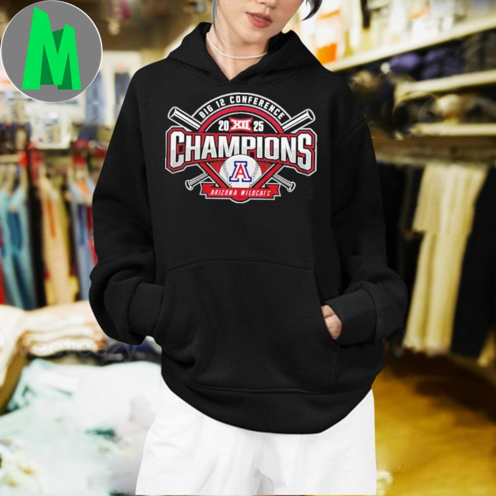 Arizona Wildcats Baseball 2025 Big 12 Conference Champions Fan T-Shirt