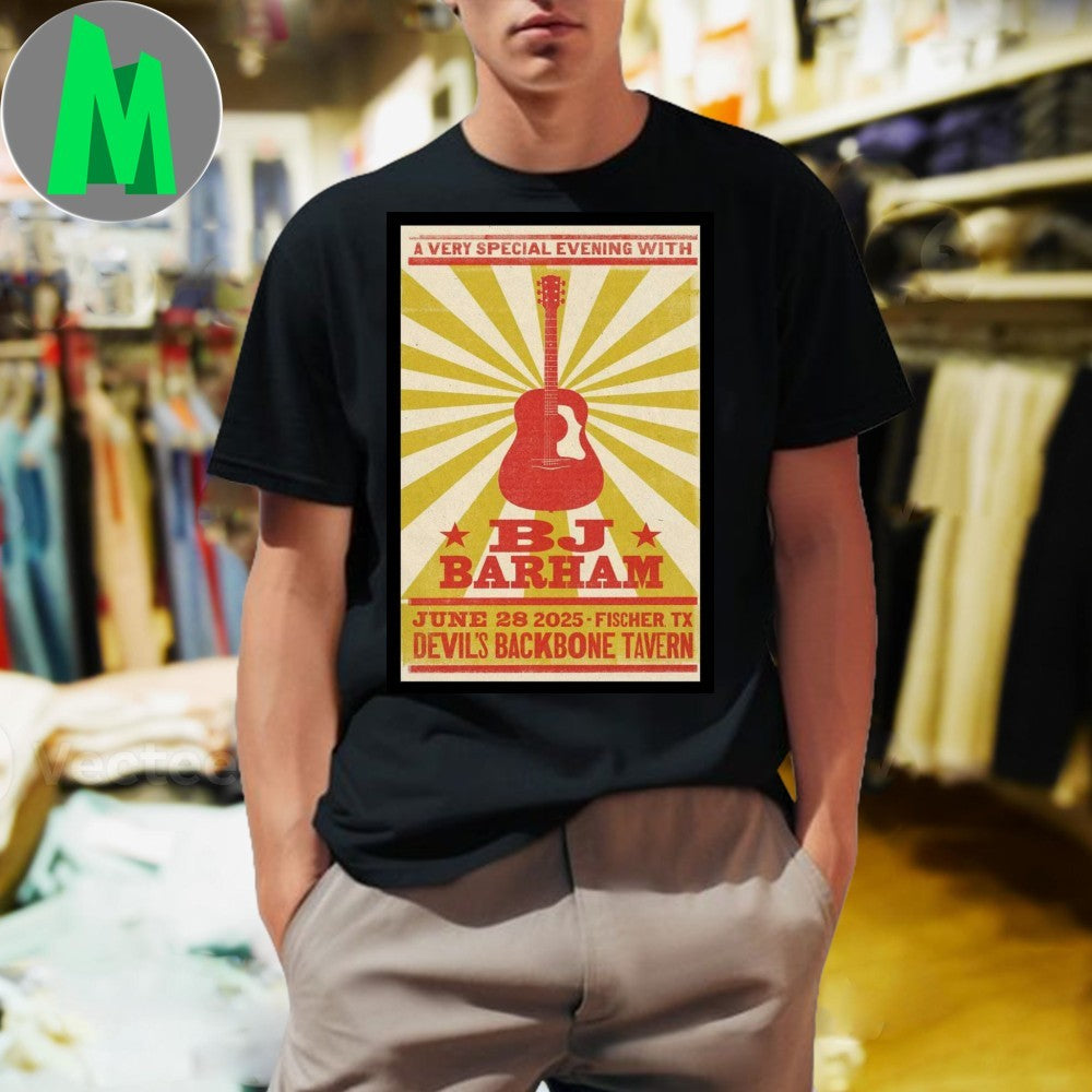 BJ Barham June 28, 2025 Devil’s Backbone Tavern, Fischer, TX Poster Shirt