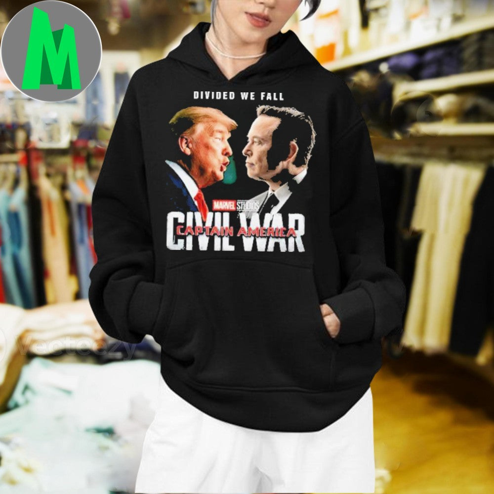 Black Donald Trump vs Elon Musk Civil War Parody Political Fan T-Shirt