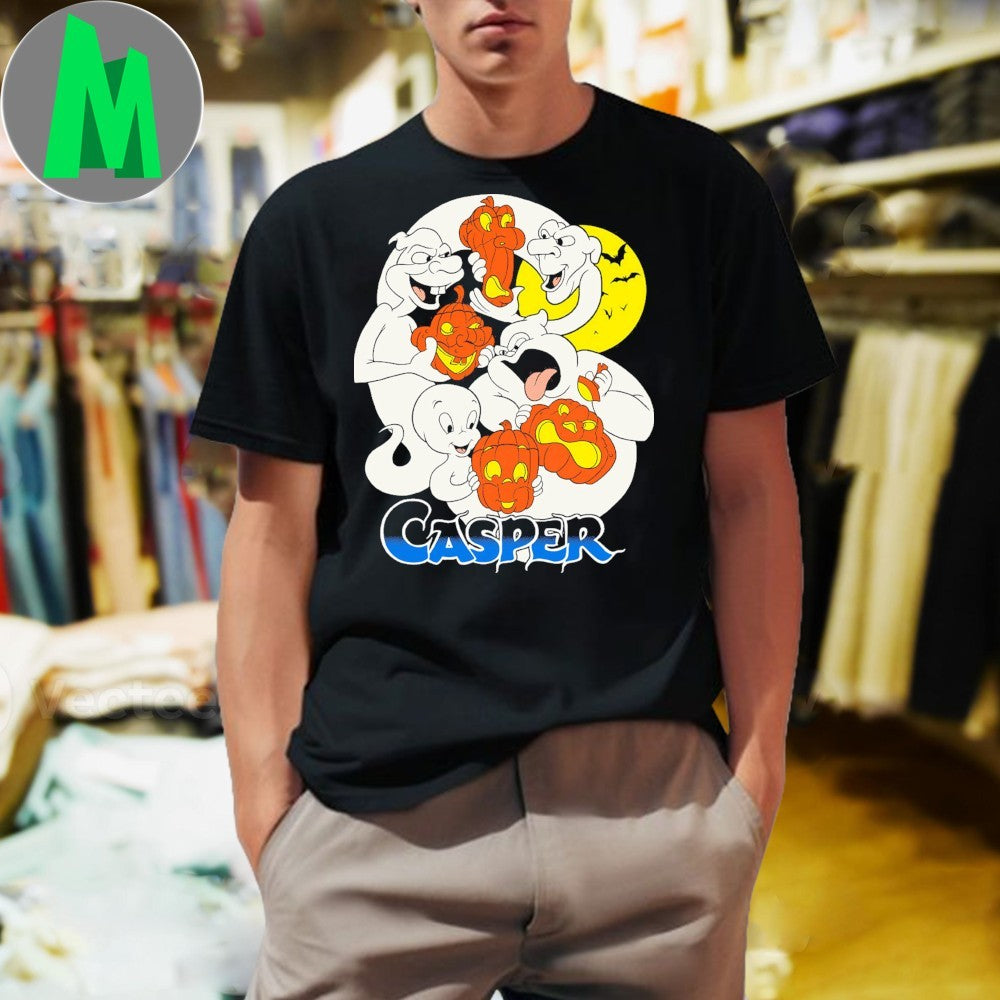 Casper The Friendly Ghost Halloween Party T-Shirt Cartoon Fan Tee Spooky Season