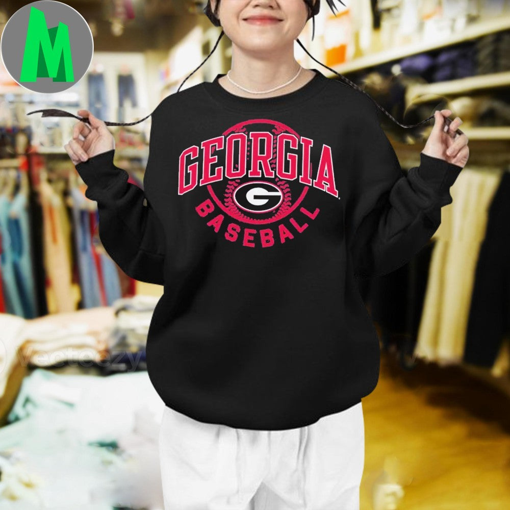 Champion Georgia Bulldogs Baseball T-Shirt NCAA College Sports Fan Apparel Black Team Graphic Tee