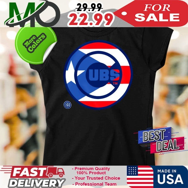 Chicago Cubs New Era Royal Puerto Rican Flag Logo New 2025 T-Shirt