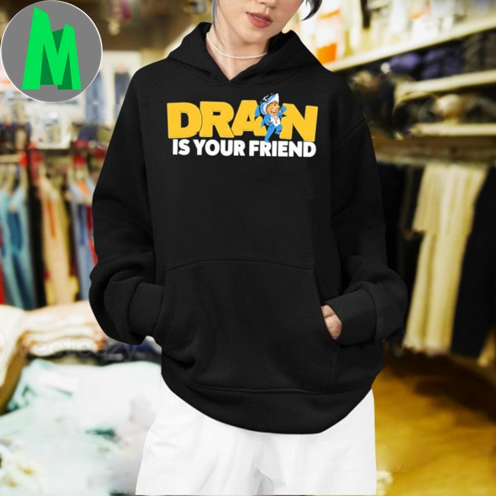 Drain Is Your Kewpie Friend Shark Mascot Graphic T-Shirt