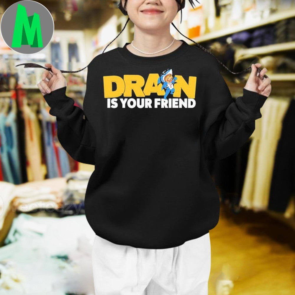 Drain Is Your Kewpie Friend Shark Mascot Graphic T-Shirt