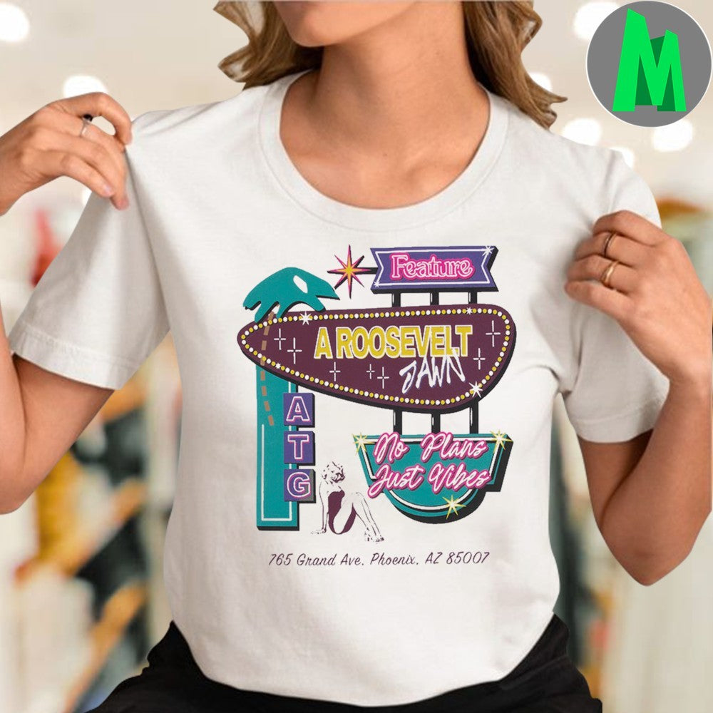 Feature A Roosevelt Jawn Motor Inn T-Shirt Vintage Neon Sign Graphic Tee
