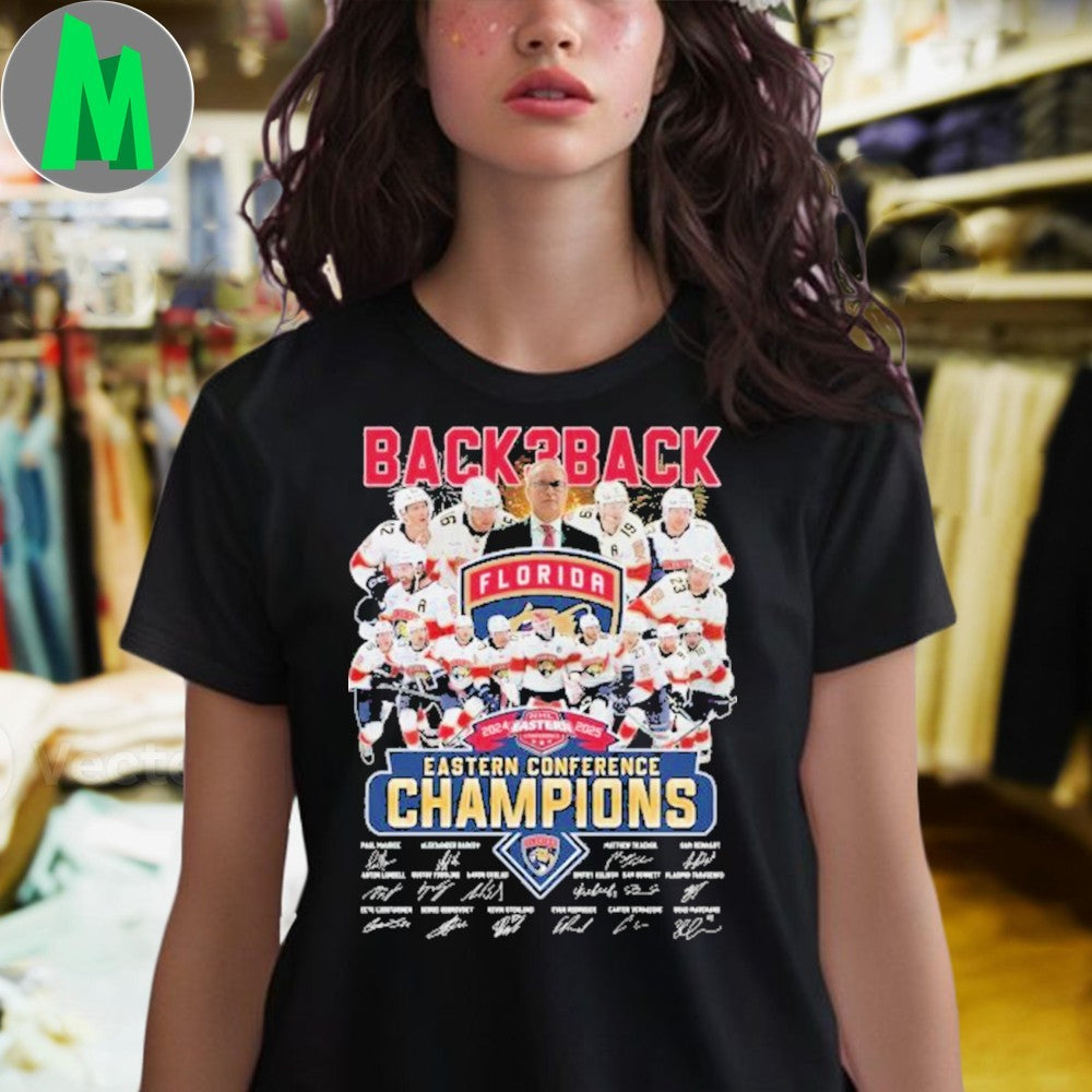 Florida Panthers Back 2 Back Eastern Conference Champions 2024-2025 Signed Graphic T-Shirt