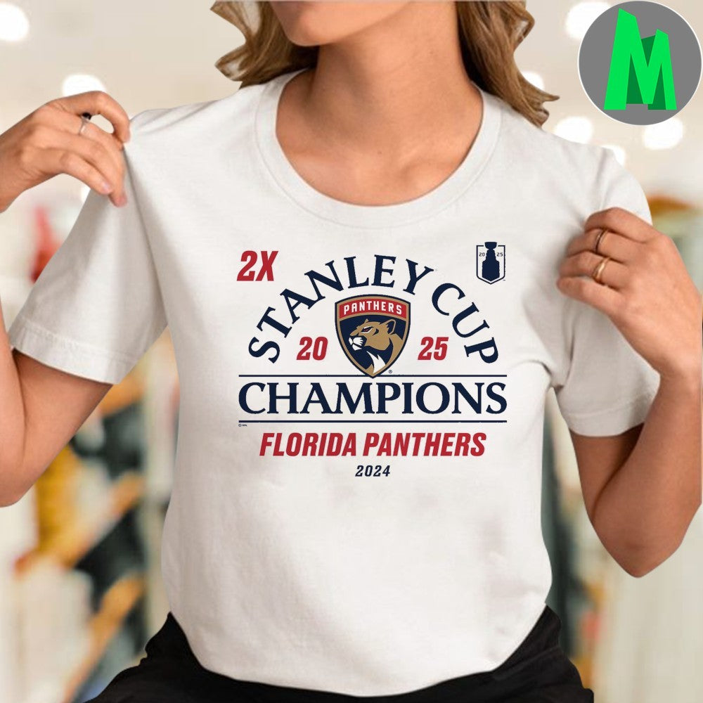Florida Panthers Fanatics White Two-Time Stanley Cup Champions Shirt