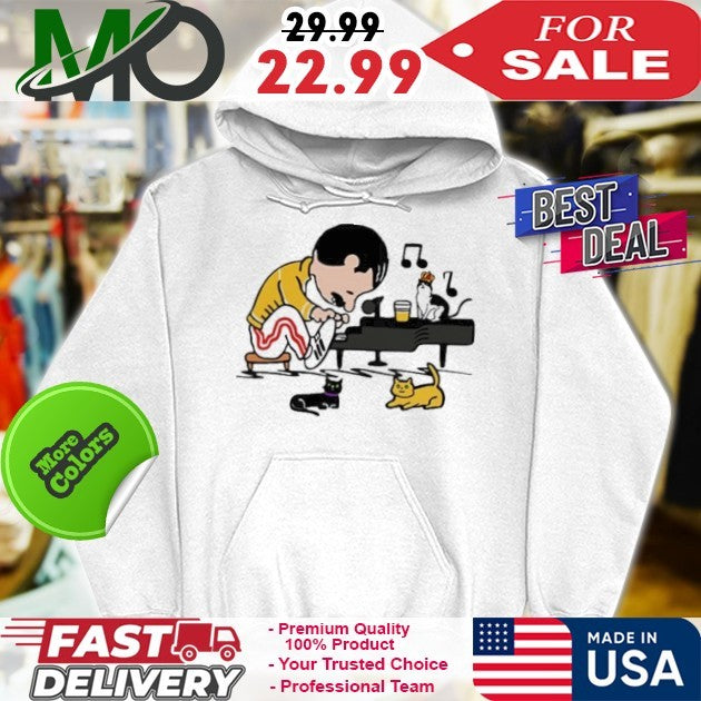 Freddie Mercury In The Form Of Schroeder Peanuts Playing Piano Cartoon Shirt