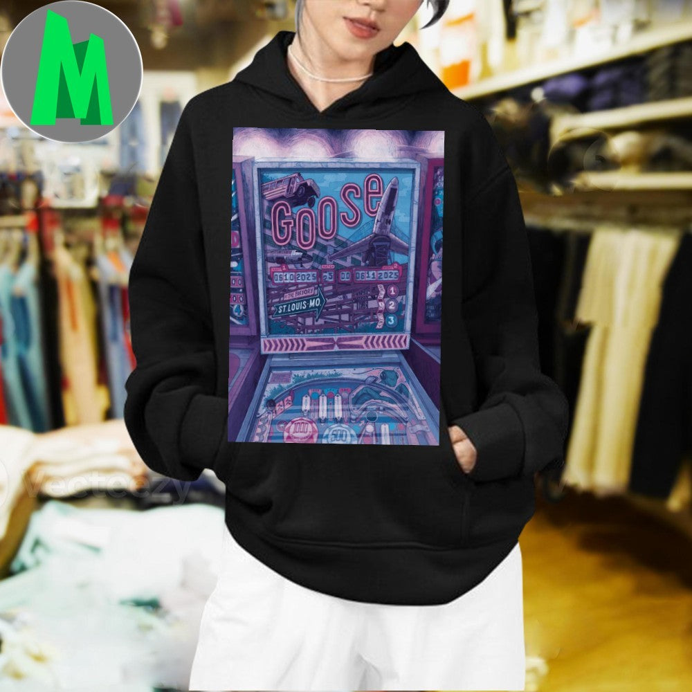 Goose St. Louis MO The Factory June 10-11 2025 Concert Pinball Poster Graphic T-Shirt