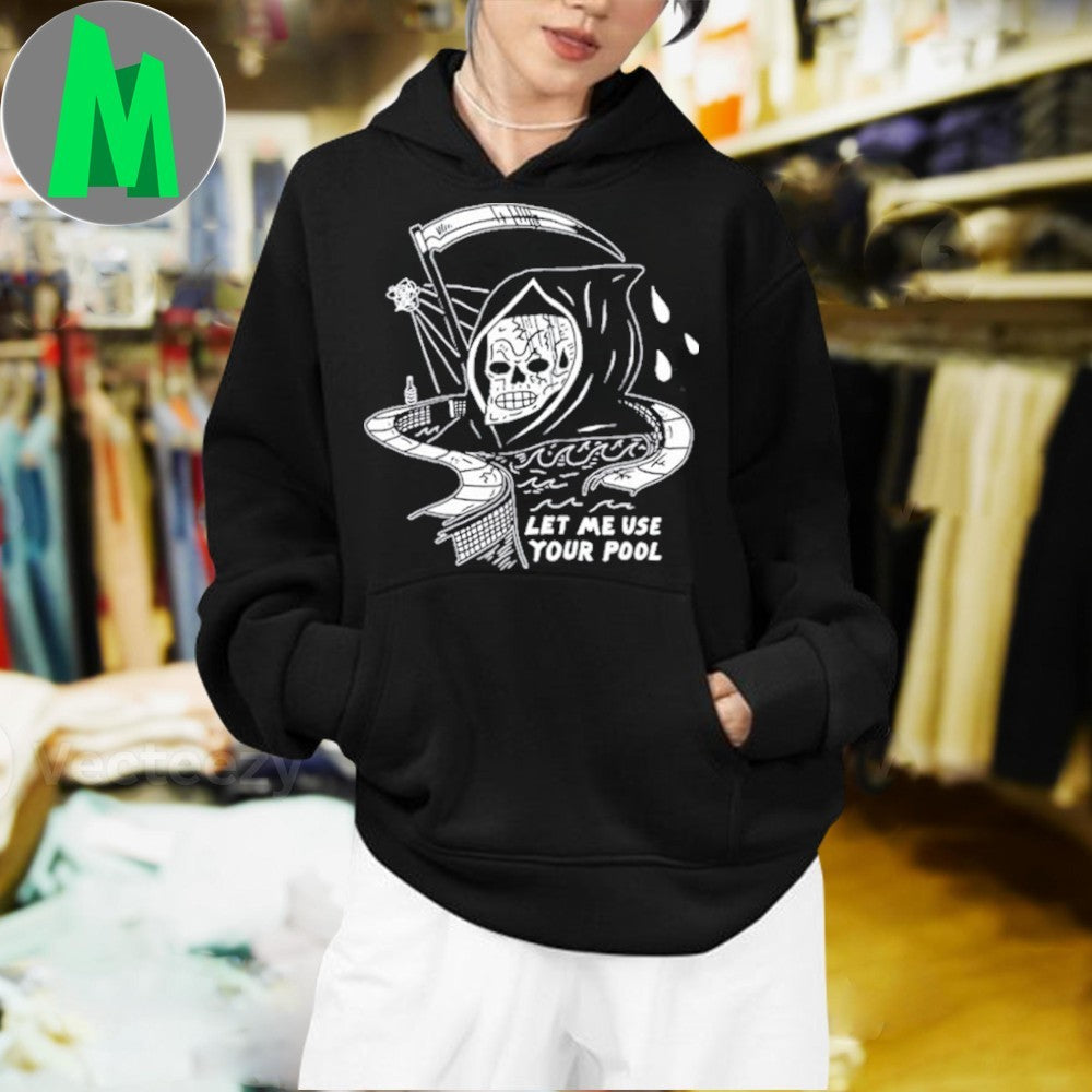 Heavyslime Let Me Use Your Pool Grim Reaper Skateboarding Funny Graphic Shirt