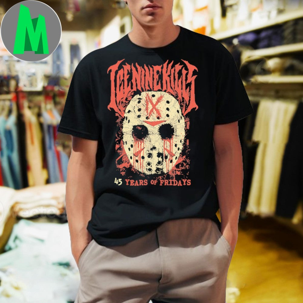 Ice Nine Kills Jason Voorhees Mask 45 Years of Fridays Horror Metalcore T-Shirt
