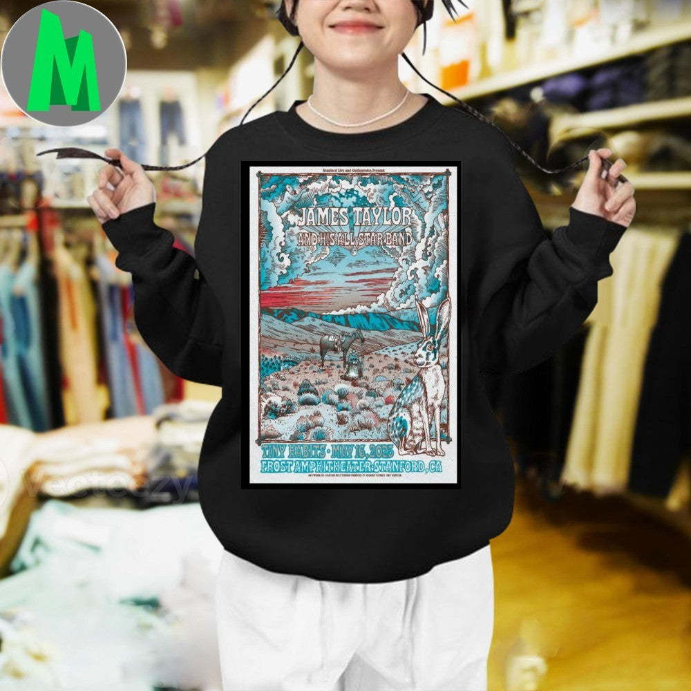 James Taylor And His All Star Band 2025 Concert Poster T-Shirt Folk Rock Music Fan Apparel