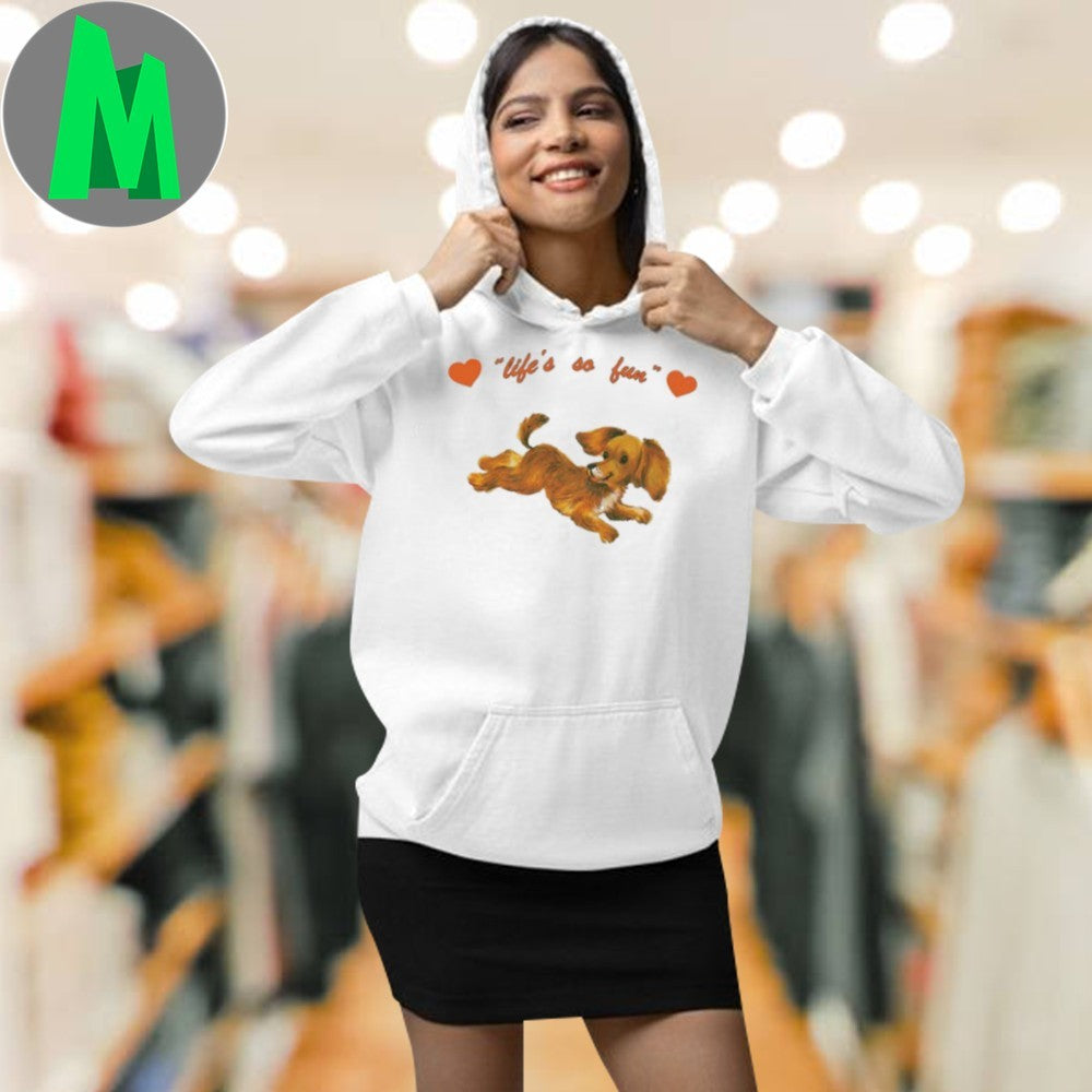 Life’s So Fun Cute Puppy T-Shirt Dog Lover Graphic Tee Pet Animal Apparel