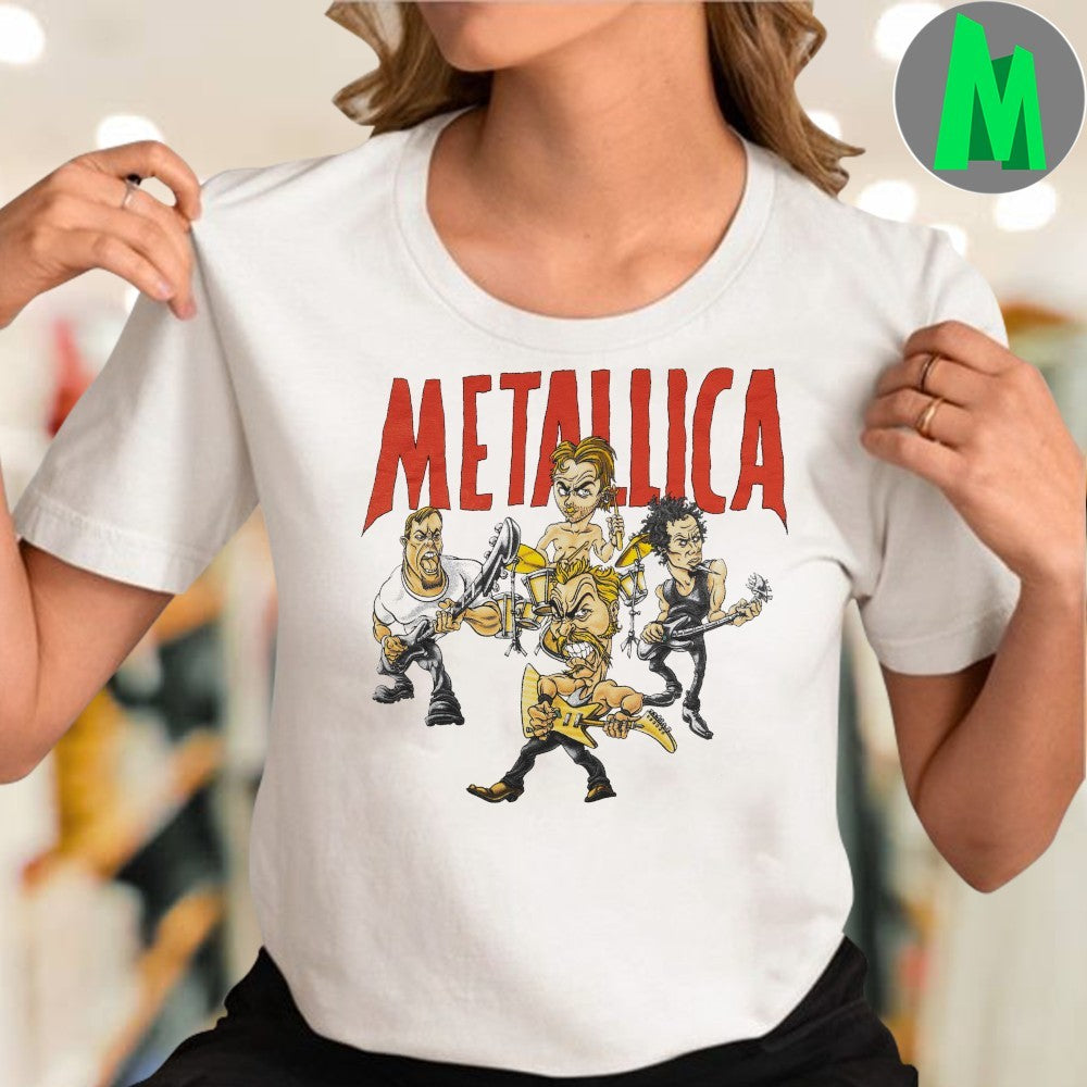 Metallica 1996-1997 Cartoon Band Members Tour Graphic T-Shirt