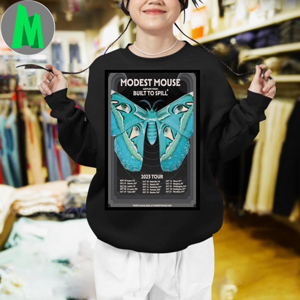 Modest Mouse Built To Spill Fall Tour 2025 Concert T-Shirt Indie Rock Band Tee Music Merch