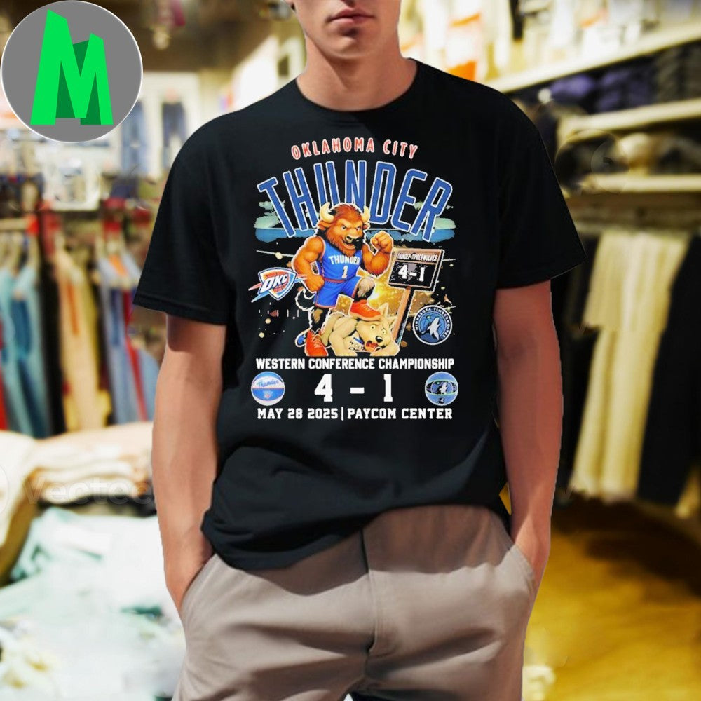 Oklahoma City Thunder 4-1 Minnesota Timberwolves 2025 Western Conference Championship T-Shirt NBA Playoff Fan Apparel