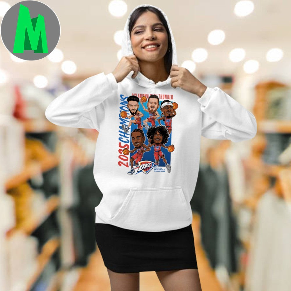 Oklahoma City Thunder Fanatics 2025 NBA Finals Champions Caricature Full Court Shirt