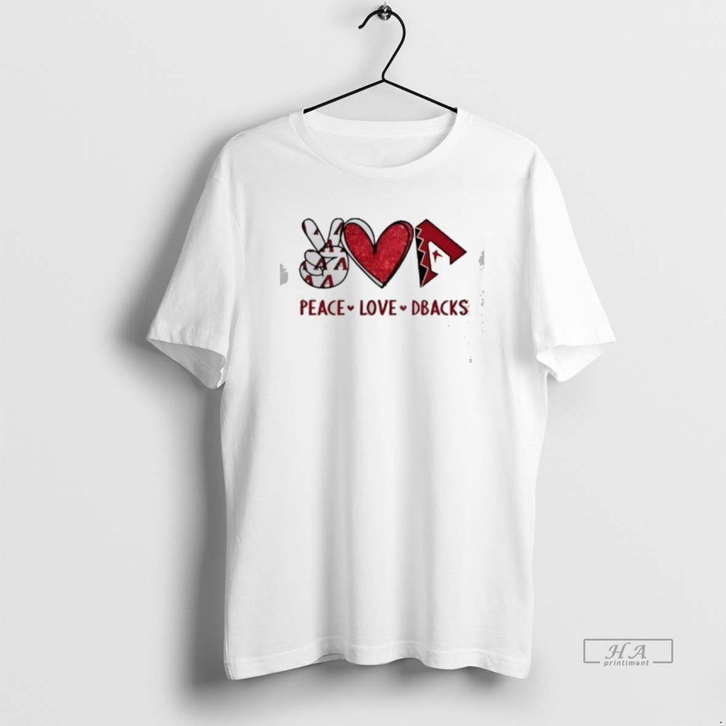 Official Peace Love Dbacks Arizona Baseball Fan Graphic