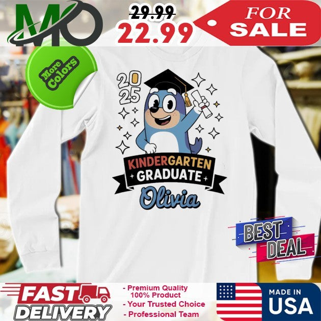 Personalized Bluey Kindergarten Graduation Olivia 2025 Shirt