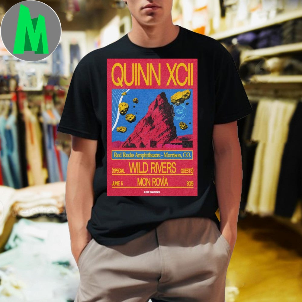 Quinn XCII Red Rocks Amphitheatre Morrison CO June 6 2025 Concert Poster T-Shirt