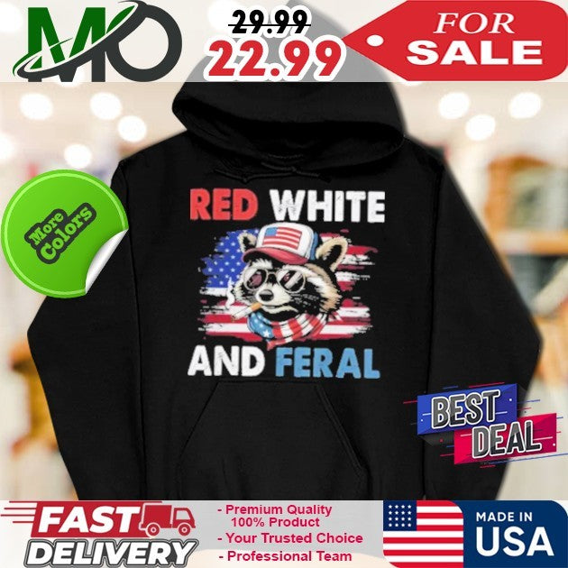 Raccoon 4th Of July Patriotic Flag Red White And Feral Shirt