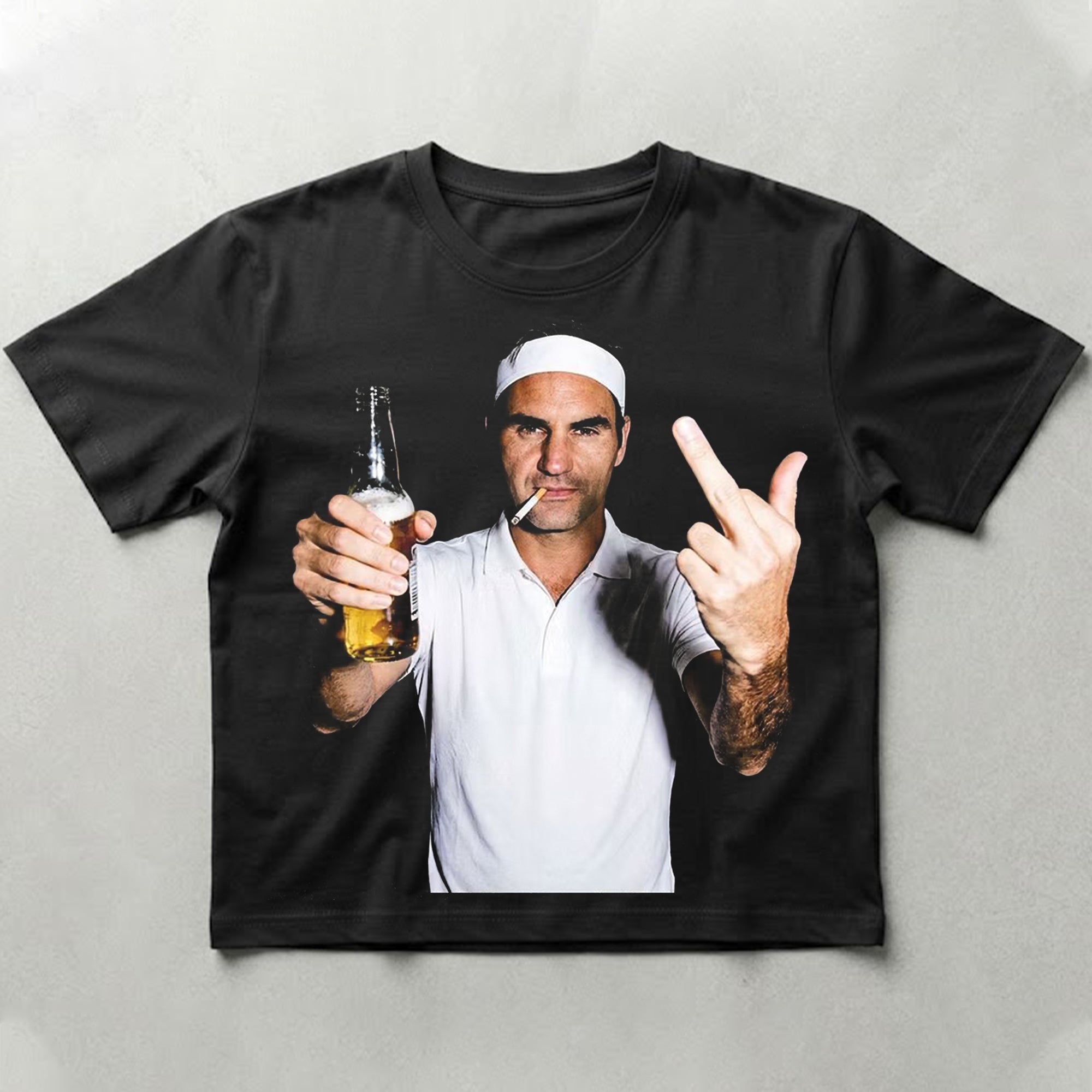 Roger Federer Smoking And Middle Finger Shirt