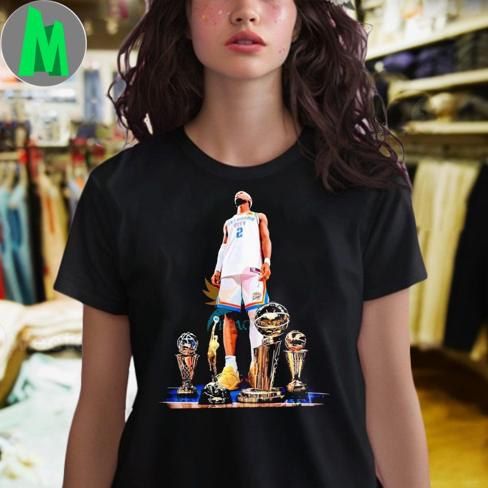 Shai Gilgeous Alexander 2025 Thunder White Jersey Trophy Showcase Shirt