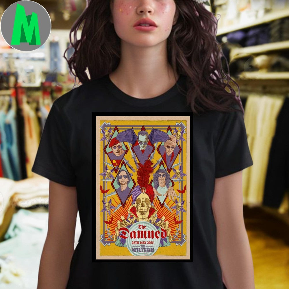 The Damned The Wiltern 2025 Concert Poster T-Shirt Punk Rock Band Merch Tour Apparel