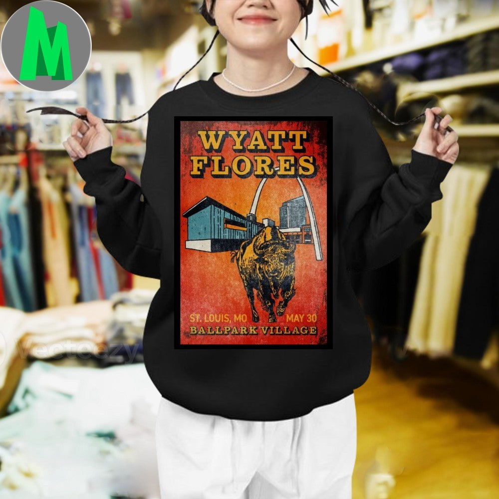 Wyatt Flores St. Louis 2025 Concert Poster T-Shirt Ballpark Village Country Music Fan Apparel