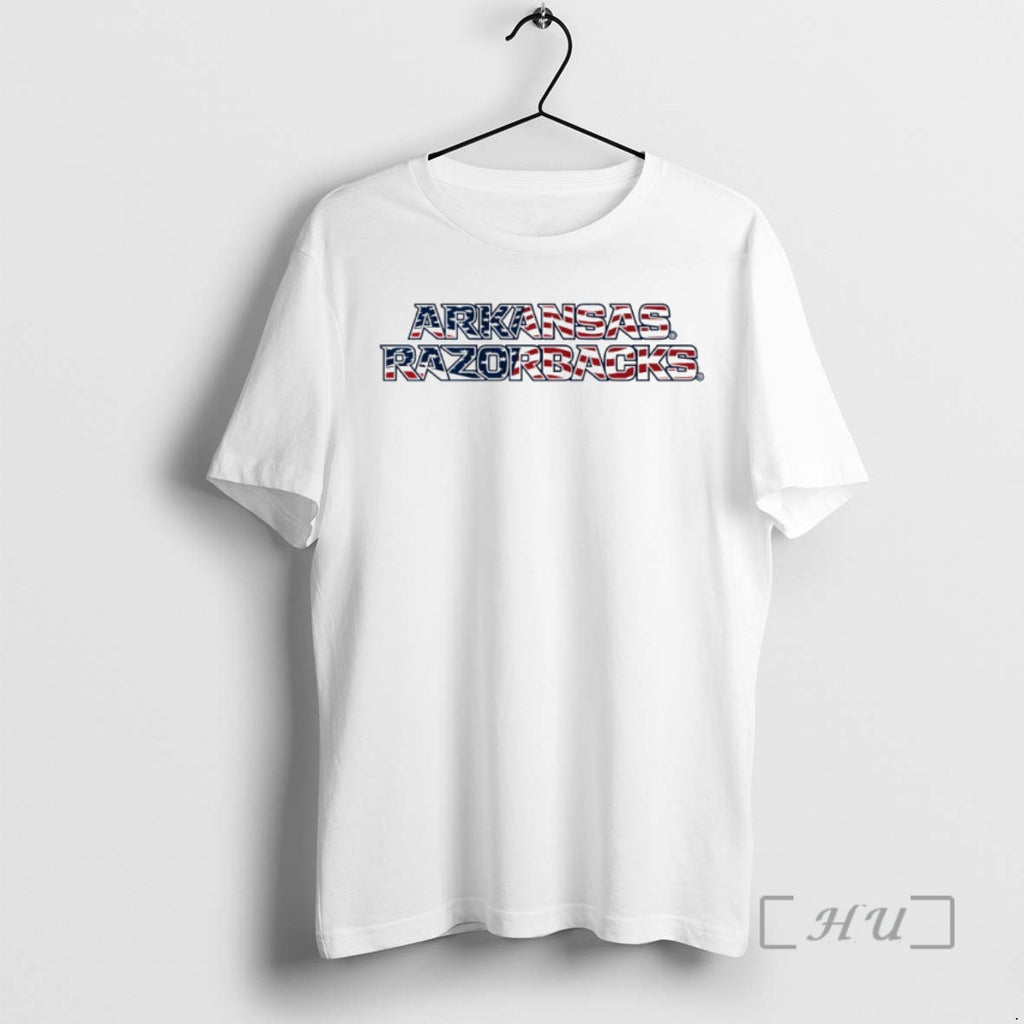Officials Arkansas Razorbacks Patriotic Marks Wordmark Stack American Flag