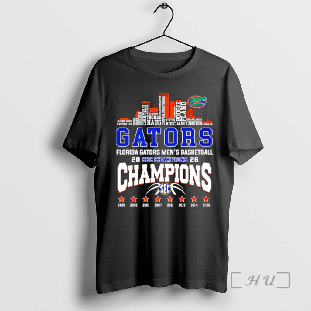 Officials Florida Gators Mens Basketball 2026 Sec Champions 8 Time City Skyline Premium T Shirts