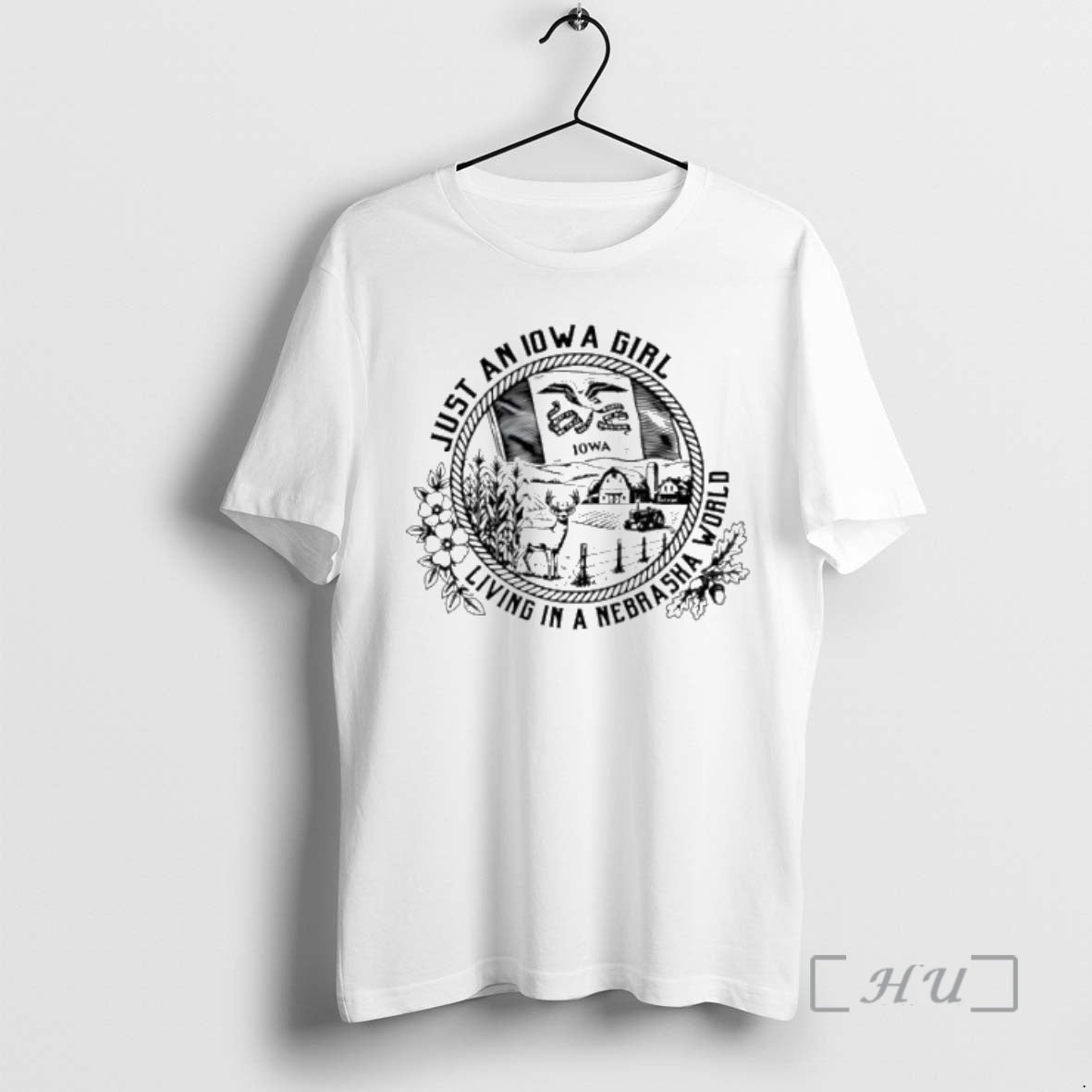 Officials Just An Iowa Girl Living In A Nebraska State Characteristic Womens Premium T Shirts