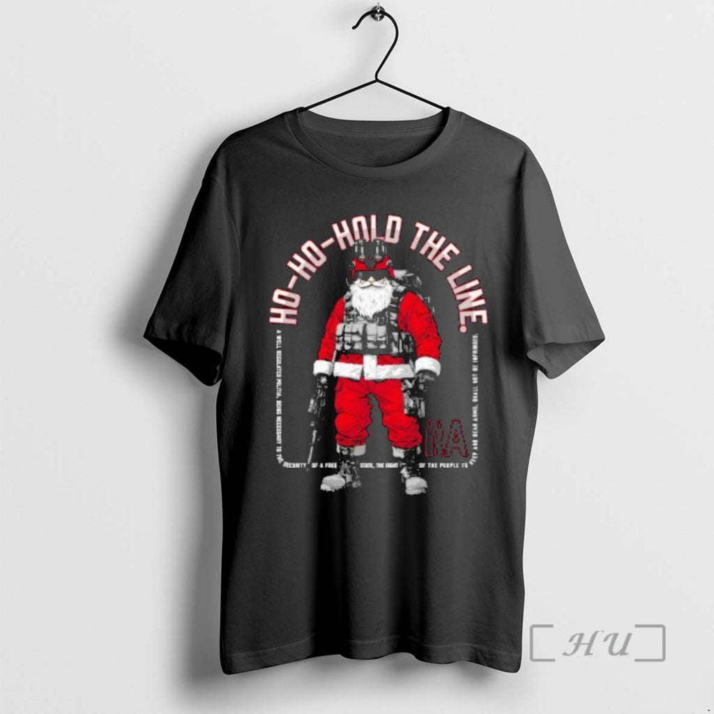 Officials Santa Ho Ho Hold The Line His Nods And M4 Premium T Shirts Sweater