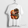 Officials Small Brown Monkey Hugging Orange Stuffed Toy Animal