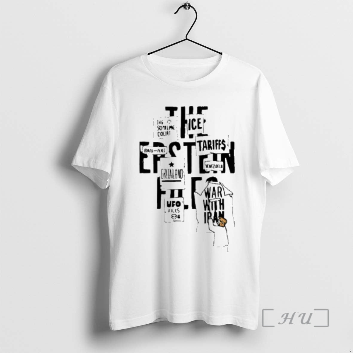 Officials Trump Epstein List War In Iran Protest Sign Collage Graphic Premium T Shirts Sweater