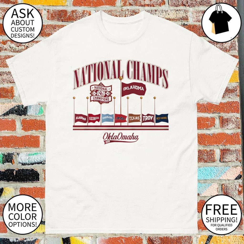 Oklahoma Sooners 2026 NCAA Division I National Champions Omaha flags shirt