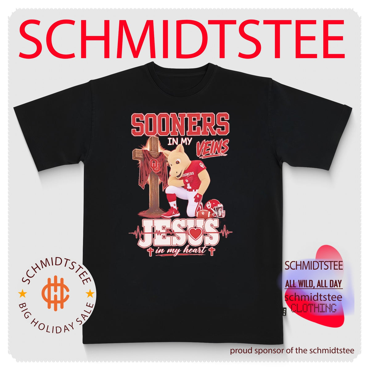Oklahoma Sooners in my veins Jesus in my heart shirt