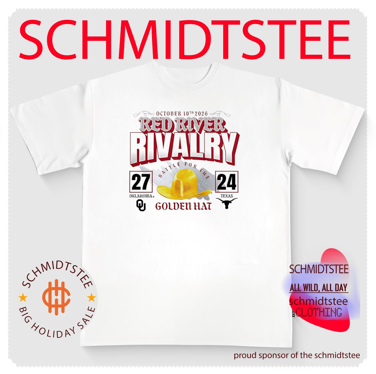 Oklahoma Sooners vs Texas Longhorns 2026 Red River Rivalry Battle For The Golden Hat Score shirt