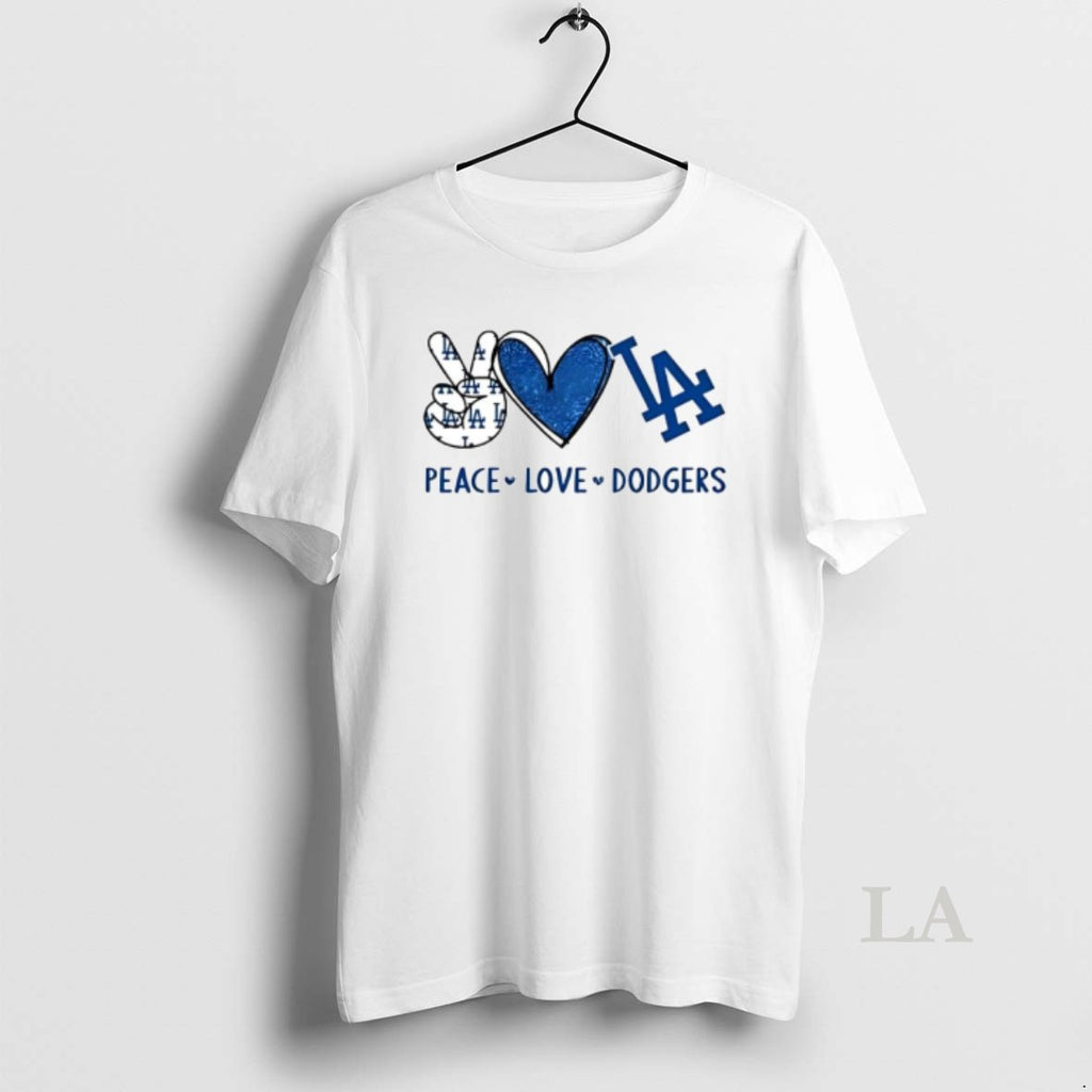 Original Peace Love Dodgers Los Angeles Blue Heart Baseball
